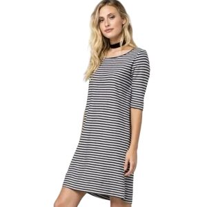 Free People Frenchie Striped Tee Dress.  Black White Womens Size L